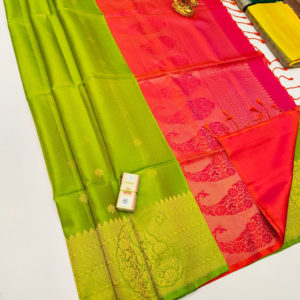 Unique Design Pure Soft Silk Saree Lemon Green Color w/ Blouse