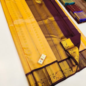New Design Pure Soft Silk Saree Mango Yellow Color w/ Blouse