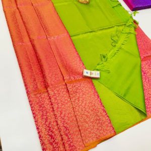 New Design Pure Soft Silk Saree Orange Color w/ Blouse