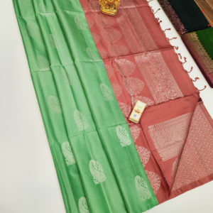 Latest Trendy Design Pure Soft Silk Saree Pista Color