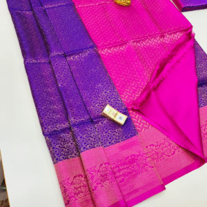 Pure Soft Silk Saree Purple and Pink Color w/ Blouse