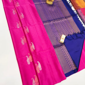 Mango Design Pure Soft Silk Saree Rose Color