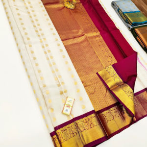 Latest Design Pure Soft Silk Saree White and Apple Red Color w/ Blouse