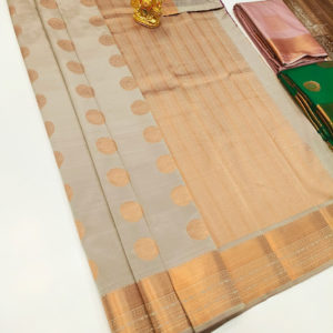 High Fancy Kanjivaram Silk Saree Mix Off White Color w/ Blouse