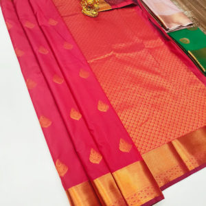 High Fancy Kanjivaram Silk Saree Mix Pink Color w/ Blouse