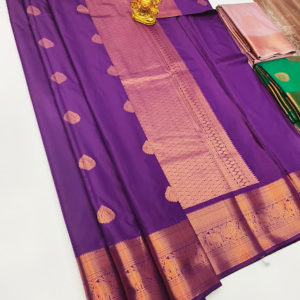 High Fancy Kanjivaram Silk Saree Mix Purple Color w/ Blouse
