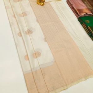 High Fancy Kanjivaram Silk Saree Mix White Color w/ Blouse