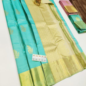 Pure Kanjivaram Fancy Silk Saree Blue Color w/ Blouse