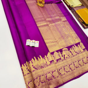 Pure Kanjivaram Fancy Silk Saree Magenta Color w/ Blouse