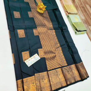 Pure Kanjivaram Fancy Silk Saree Peacock Color w/ Blouse