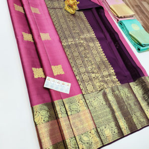 Different Design Pure Kanjivaram Fancy Silk Saree Pink Color w/ Blouse