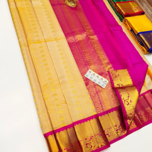 Unique Design Pure Soft Silk Saree Sandal and Pink Color w/ Blouse