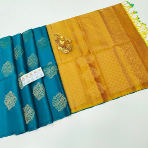 New Design Pure Soft Silk Saree Copper Blue Color w/ Blouse