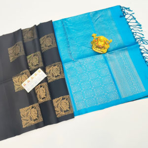 Different Design Pure Soft Silk Saree Elephant Color w/ Blouse