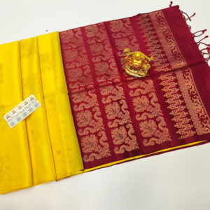 New Design Pure Soft Silk Saree Lemon Yellow Color w/ Blouse