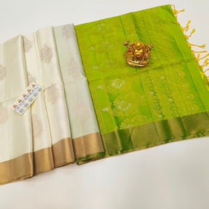 Unique Design Pure Soft Silk Saree White Color w/ Blouse