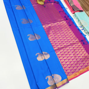Trendy Design Butta Mphoss Saree Blue Color
