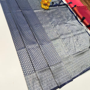 Butta Mphoss Saree Dark Blue Color w/ Blouse