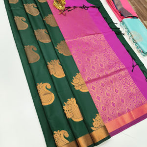Unique Design Butta Mphoss Saree Green Color