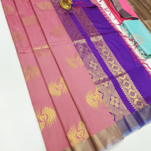 Butta Mphoss Saree Peach and Purple Color