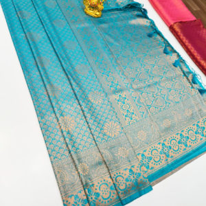 Butta Mphoss Saree Rama Blue Color w/ Blouse