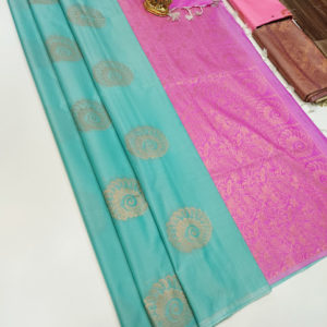 New Design Butta Mphoss Saree Sky Blue Color