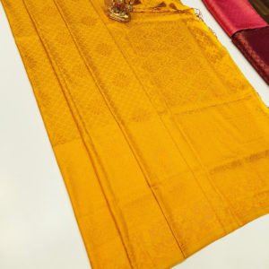 Butta Mphoss Saree Yellow Color w/ Blouse
