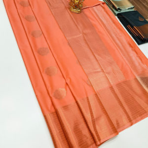 High Fancy Kanjivaram Silk Saree Mix Peach Color w/ Blouse