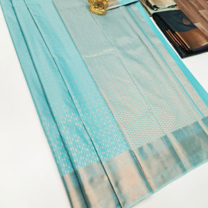 High Fancy Kanjivaram Silk Saree Mix Rama Blue Color w/ Blouse