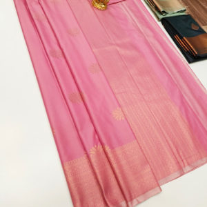 High Fancy Kanjivaram Silk Saree Mix Rose Color w/ Blouse