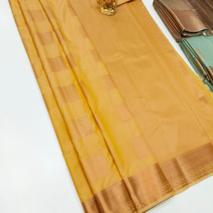 High Fancy Kanjivaram Silk Saree Mix Sandal Color w/ Blouse