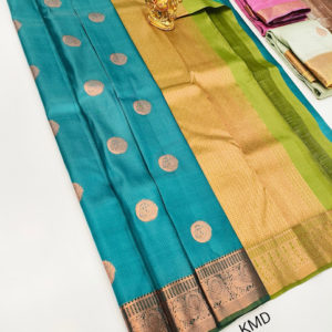 K.M.D Soft 75% Pure Silk Saree Blue Color w/ Blouse