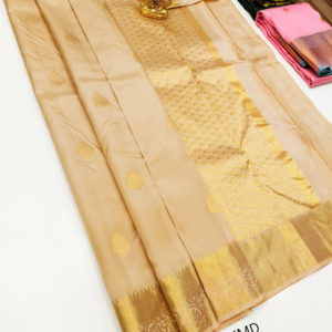 New Design K.M.D Soft 75% Pure Silk Saree Off White Color w/ Blouse