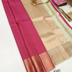 K.M.D Soft 75% Pure Silk Saree Pink Color w/ Blouse