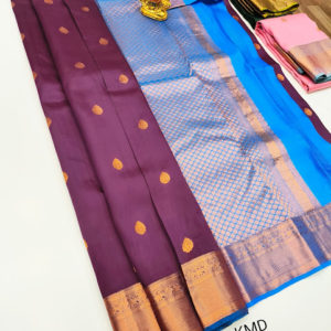 Trendy Design K.M.D Soft 75% Pure Silk Saree Purple Color w/ Blouse