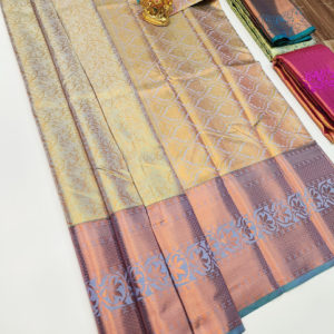 Kanjivaram Semi Silk Saree Light Gray Color w/ Blouse