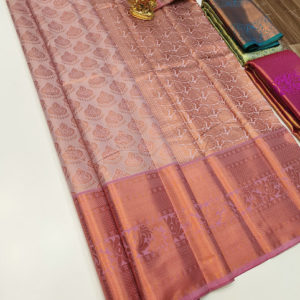 Kanjivaram Semi Silk Saree Light Rose Color w/ Blouse