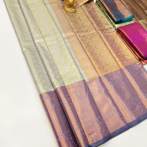 Kanjivaram Semi Silk Saree Off White Color w/ Blouse