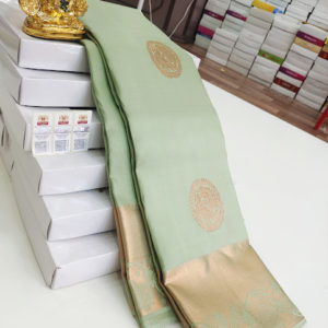 Unique Design Pure Kanjivaram Fancy Silk Saree Pista Green Color w/ Blouse