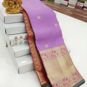 Trendy Design Pure Kanjivaram Fancy Silk Saree Violet Color w/ Blouse
