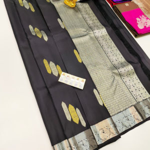 Pure Kanjivaram Fancy Silk Saree Elephant Color W/ Blouse