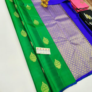 Pure Kanjivaram Fancy Silk Saree Green Color W/ Blouse