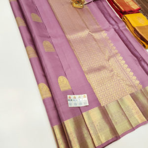 Pure Kanjivaram Fancy Silk Saree Light Purple Color w/ Blouse