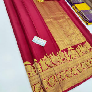 Pure Kanjivaram Fancy Silk Saree Red Color w/ Blouse