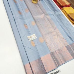 Pure Kanjivaram Fancy Silk Saree Sky Blue Color w/ Blouse
