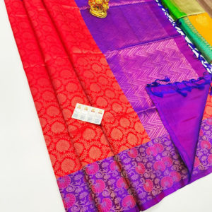 Pure Soft Silk Saree Chili Red Color w/ Blouse