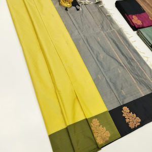 Semi Soft Silk Saree Light Weight Lemon Yellow Color w/ Blouse
