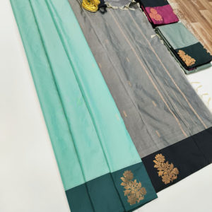 Semi Soft Silk Saree Light Weight Sapphire Green Color w/ Blouse