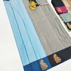 Semi Soft Silk Saree Light Weight Sky Blue Color w/ Blouse
