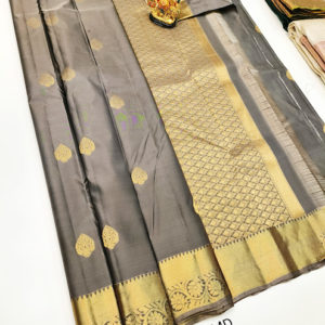 K.M.D Soft 75% Pure Silk Saree Cement Color w/ Blouse